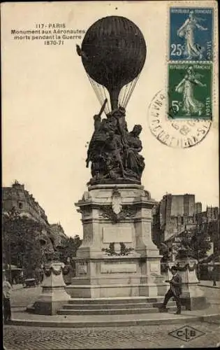 Ak Paris IV, Denkmal für die Aeronauten