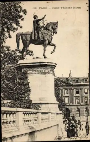 Ak Paris IV, Statue von Étienne Marcel