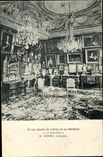 Ak Paris IV, Einer der Salons des Hotel de la Vieuville, Rue Saint Paul