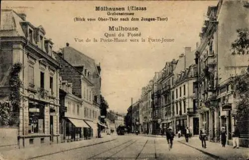 Ak Mulhouse Mülhausen Elsass Haut Rhin, Grabenstraße, Quai du Fossé