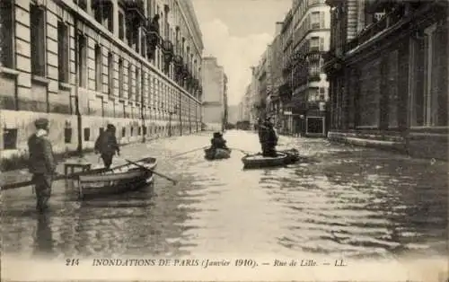 Ak Paris VII, Rue de Lille, Die große Seine-Flut Januar 1910, Hotel