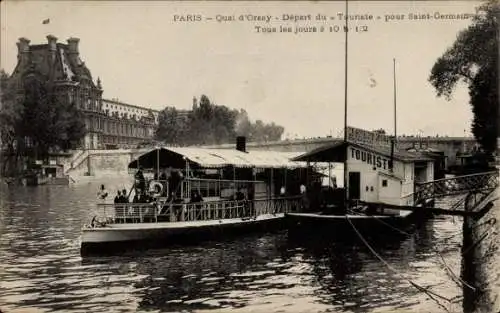 Ak Paris VII, Quai d'Orsay, Touristenabfahrt