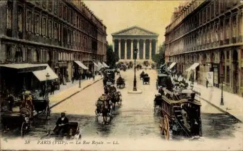 Ak Paris VIII., La Rue Royale, Kutschen