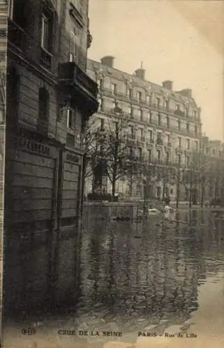 Ak Paris VII, Rue de Lille, Die große Seineflut, Januar 1910