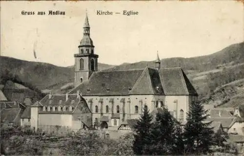 Ak Andlau Elsass Bas Rhin, Teilansicht, Kirche