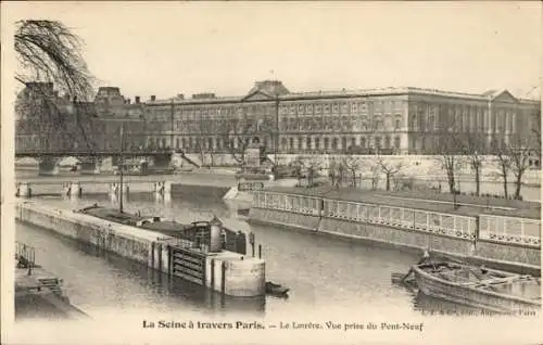 Ak Paris VI, Seine, Louvre, vue prise du Pont-Neuf