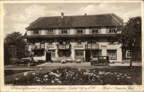 Ak Dobel im Schwarzwald, Hotel Pension Post, Autos