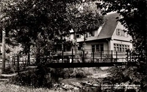 Ak Obertal Baiersbronn im Schwarzwald, Gasthof Waldblick, Brücke