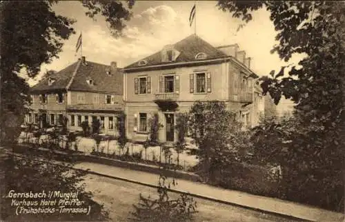 Ak Gernsbach im Murgtal Schwarzwald, Kurhaus Hotel Pfeiffer, Frühstücksterrasse