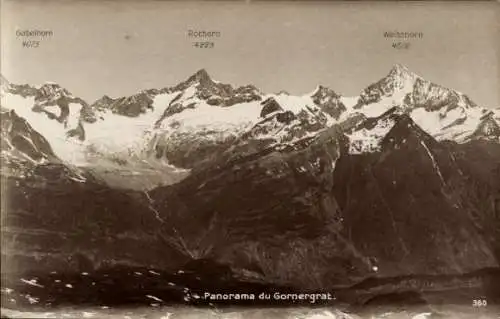 Ak Zermatt Kanton Wallis, Gornergrat, Panorama, Gabelhorn, Rothorn, Weisshorn