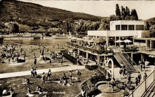 Ak Biel Bienne Kt. Bern, Strandbad