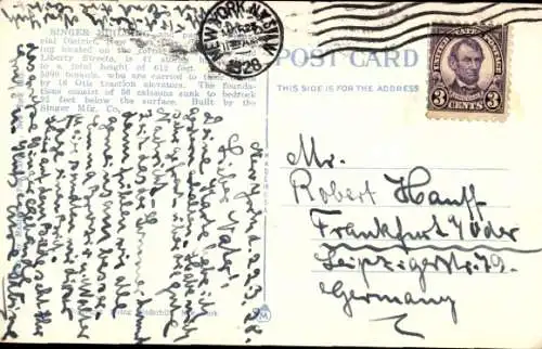 Ak New York USA, Singer-Gebäude