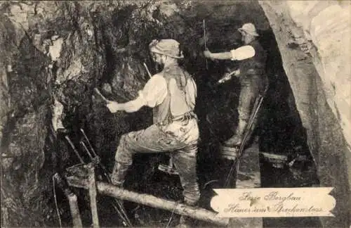 Ak Bergbau, Bergwerk, Häuer am Streckenstoss