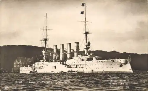 Ak Deutsches Kriegsschiff, SMS Gneisenau, Panzerkreuzer, Kaiserliche Marine
