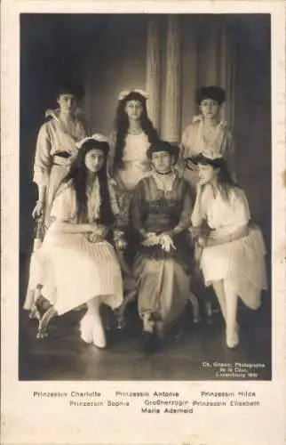 Ak Großherzogin Prinzessin Elisabeth, Prinzessin Charlotte, Antonie, Hilda, Sophie, Marie Adelheid