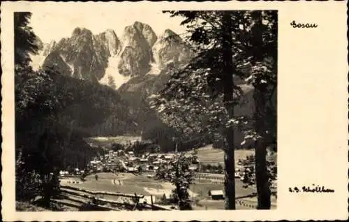 Ak Gosau in Oberösterreich, Durchblick, Hinter Gosau und Gosauschmied mit Donnerkogl