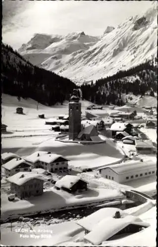 Ak Lech am Arlberg Vorarlberg, Ort im Schnee