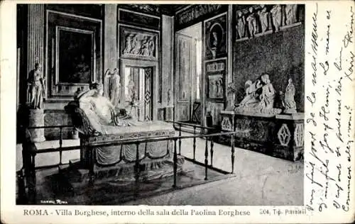 Ak Roma Rom Lazio, Villa Borghese, interno della sala della Paolina Eorghese