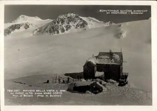 Ak Bozen Bolzano Südtirol, Schutzhaus Schöne Aussicht am Hochjoch