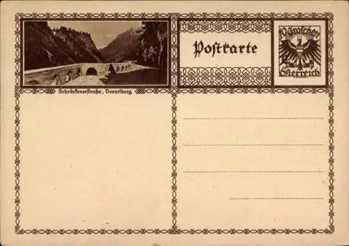 Ganzsachen Ak Schröcken Vorarlberg, Viadukt, Schröckener Straße