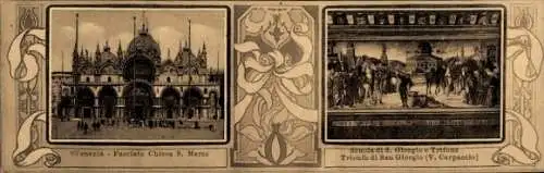 Ak Venezia Venedig Veneto, Markusdom, Gemälde Trionfo di San Giorgio, V. Carpaccio