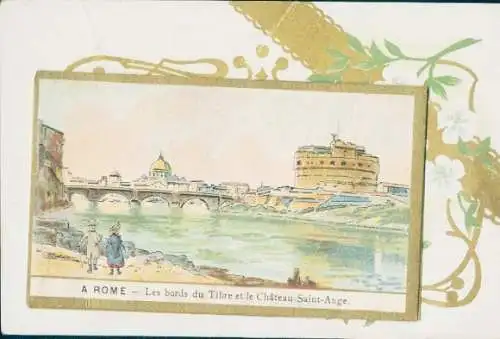 Ak Rom Rom Latium, Die Ufer des Tiber und die Engelsburg