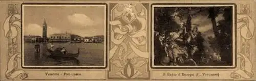 Ak Venezia Venedig Veneto, Panorama, Kanal, Gemälde Il Ratio d'Europa, P. Veronese