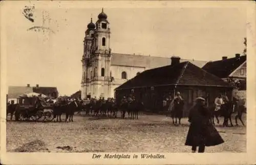 Ak Wirballen Virbalis Ostpreußen, Marktplatz, deutsches Militär