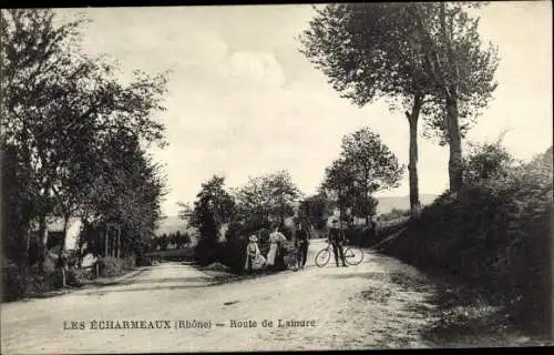 Ak Les Écharmeaux Rhône, Route de Lamure