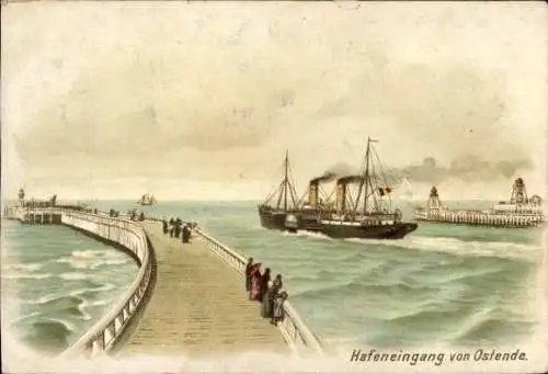 Ak Oostende Ostende Westflandern, Hafeneingang