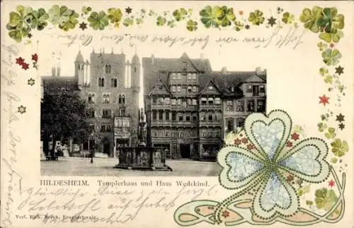 Passepartout Ak Hildesheim in Niedersachsen, Wedekind, Tempelherrenhaus, Kleeblatt