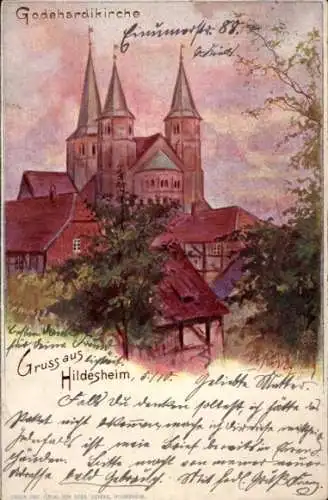 Künstler Ak Hildesheim in Niedersachsen, Godehardikirche, Basilika St. Godehard