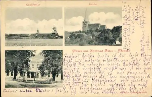 Ak Bad Sülze in Mecklenburg, Gradierwerke, Kirche, Kurhotel