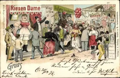 Litho Jahrmarkt, Riesendame, Heilmagnet