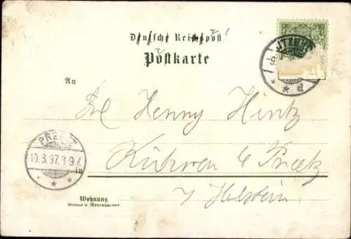 Litho Itzehoe in Holstein, Gesamtansicht, Burg, Kirche