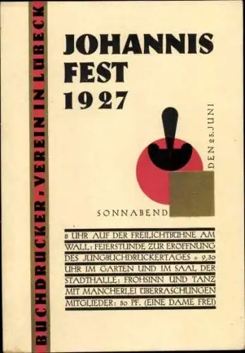 Ak Hansestadt Lübeck, Johannis-Fest 1927, Buchdrucker-Verein