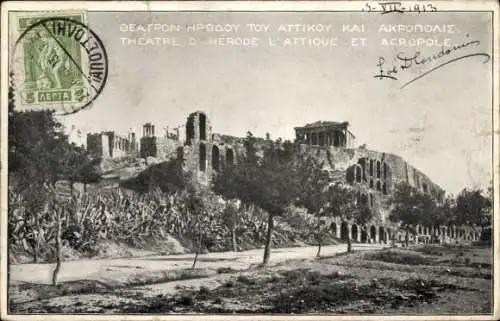 Ak Athen Griechenland, Akropolis, Amphitheater Odeon des Herodes Atticus