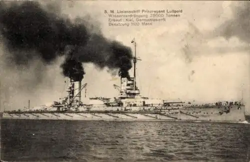 Ak Deutsches Kriegsschiff, SMS Prinzregent Luitpold, Großlinienschiff, Kaiserliche Marine