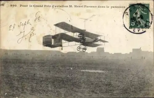 Ak Aviation Grand Prix, Henri Farman auf der Strecke