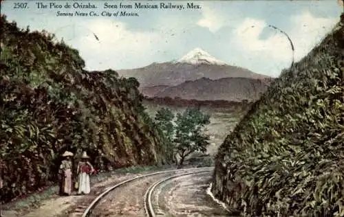 Ak Mexiko, The Pico Orizaba, seen from Mexican Railway, Sonora News Co.