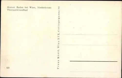 Ak Baden bei Wien in Niederösterreich, Thermalstrandbad