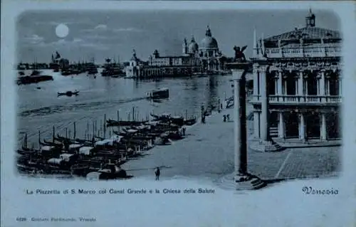 Mondschein Ak Venezia Venedig Veneto, Piazzetta di San Marco, Canal Grande, Chiesa della Salute