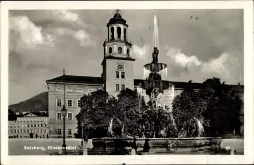 Ak Salzburg in Österreich, Glockenspiel, Springbrunnen