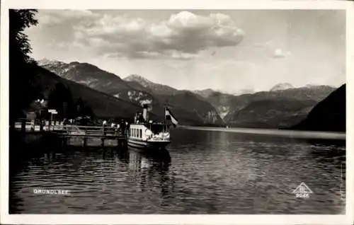 Ak Grundlsee Steiermark, Ausflugsschiff, Anleger