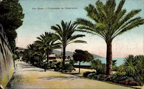 Ak San Remo Ligurien, Promenade der Kaisern, Palmen