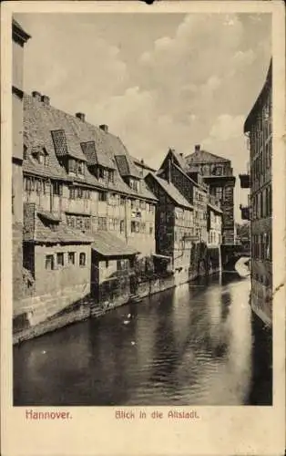 Ak Hannover in Niedersachsen, Altstadt, Kanal, Fachwerkhäuser