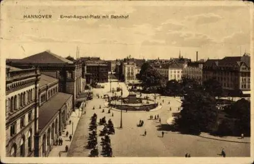 Ak Hannover in Niedersachsen, Ernst-August-Platz mit Bahnhof