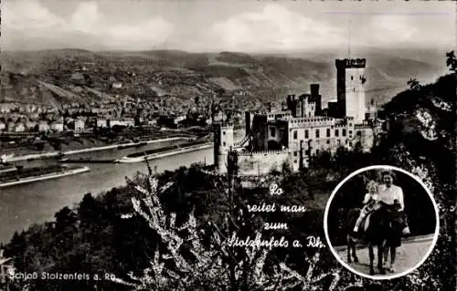 Ak Stolzenfels Koblenz am Rhein, Schloss Stolzenfels, Reiter