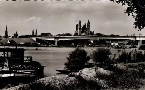 Ak Speyer am Rhein, Neue Rheinbrücke, Dom