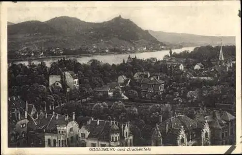 Ak Bad Godesberg Bonn am Rhein, Gesamtansicht, Drachenfels